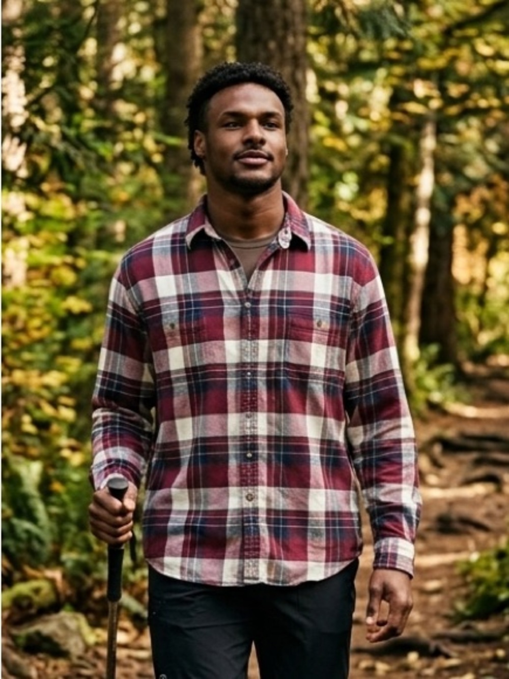 Eddie Bauer Bainbridge Flannel Shirt Mens XL Tall Burgundy Plaid 100% Cotton